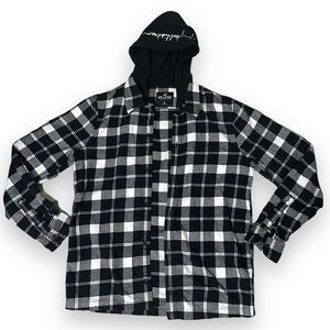 Men’s Black Hollister Flannel Hoodie | Medium